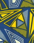 Blue yellow and white geometric shirt