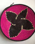 Pink and black flower design woven bowl