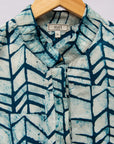 Blue and white line batik shirt